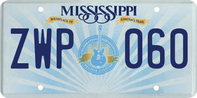 MS license plate ZWP060