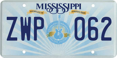MS license plate ZWP062