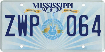 MS license plate ZWP064