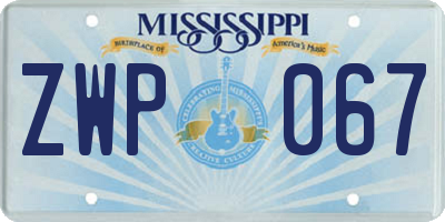 MS license plate ZWP067