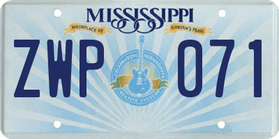 MS license plate ZWP071