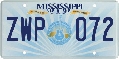 MS license plate ZWP072