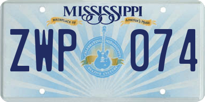 MS license plate ZWP074