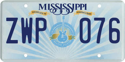 MS license plate ZWP076