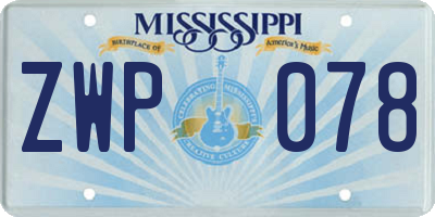 MS license plate ZWP078