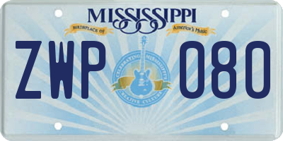 MS license plate ZWP080