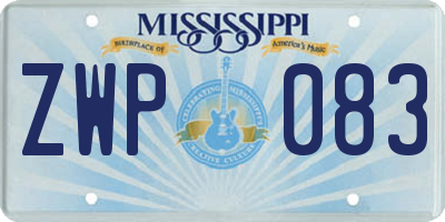 MS license plate ZWP083