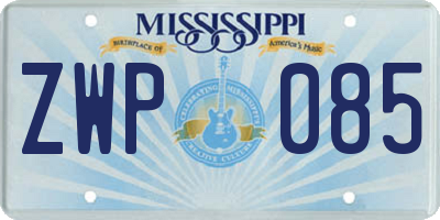 MS license plate ZWP085