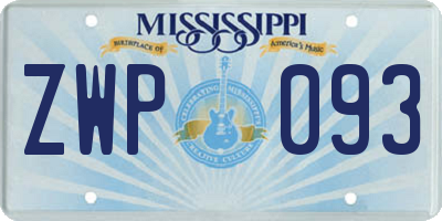 MS license plate ZWP093