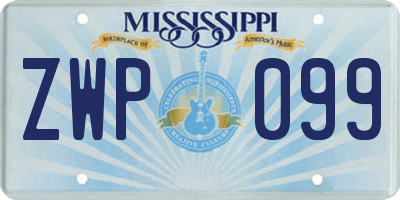 MS license plate ZWP099