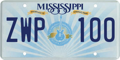 MS license plate ZWP100
