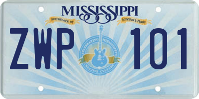 MS license plate ZWP101