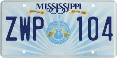 MS license plate ZWP104