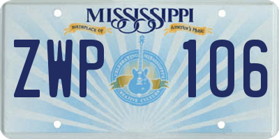 MS license plate ZWP106