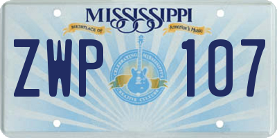 MS license plate ZWP107