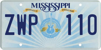 MS license plate ZWP110