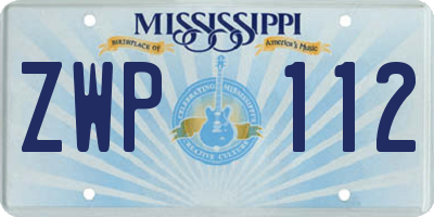 MS license plate ZWP112