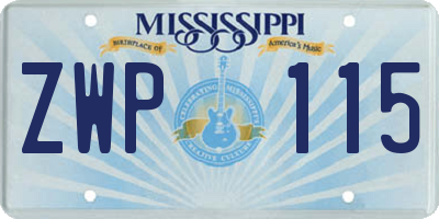 MS license plate ZWP115