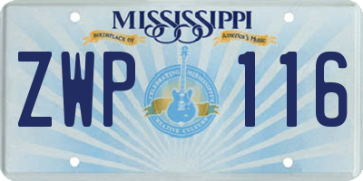 MS license plate ZWP116