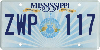 MS license plate ZWP117
