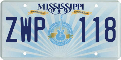 MS license plate ZWP118