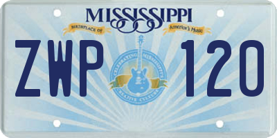 MS license plate ZWP120
