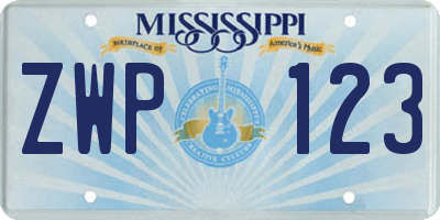 MS license plate ZWP123