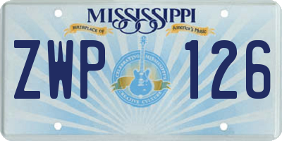 MS license plate ZWP126