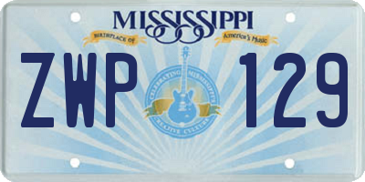 MS license plate ZWP129