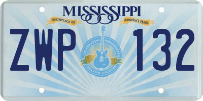 MS license plate ZWP132