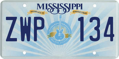 MS license plate ZWP134