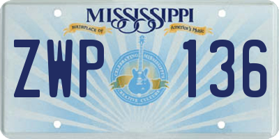 MS license plate ZWP136