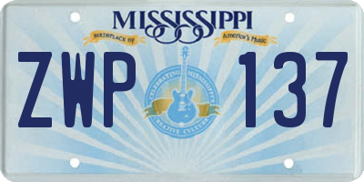 MS license plate ZWP137