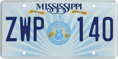 MS license plate ZWP140