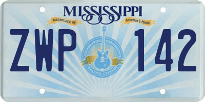 MS license plate ZWP142