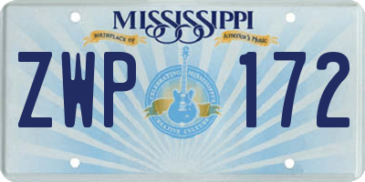 MS license plate ZWP172
