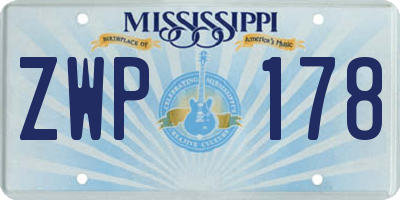 MS license plate ZWP178
