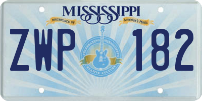 MS license plate ZWP182