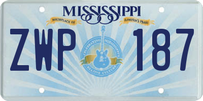 MS license plate ZWP187