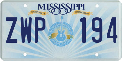 MS license plate ZWP194