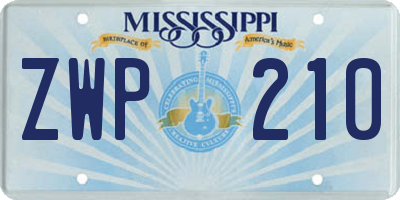 MS license plate ZWP210