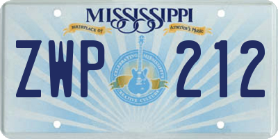 MS license plate ZWP212