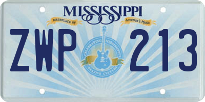 MS license plate ZWP213
