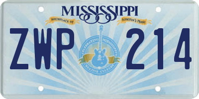 MS license plate ZWP214