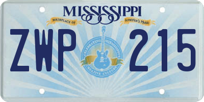 MS license plate ZWP215