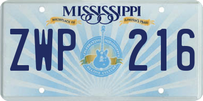 MS license plate ZWP216