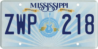 MS license plate ZWP218
