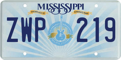 MS license plate ZWP219