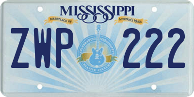 MS license plate ZWP222