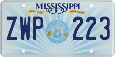 MS license plate ZWP223